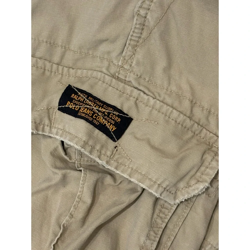 Vintage Y2K Polo Ralph Lauren Cargo Auth Military Surplus Pants 34x30 Baggy Tan